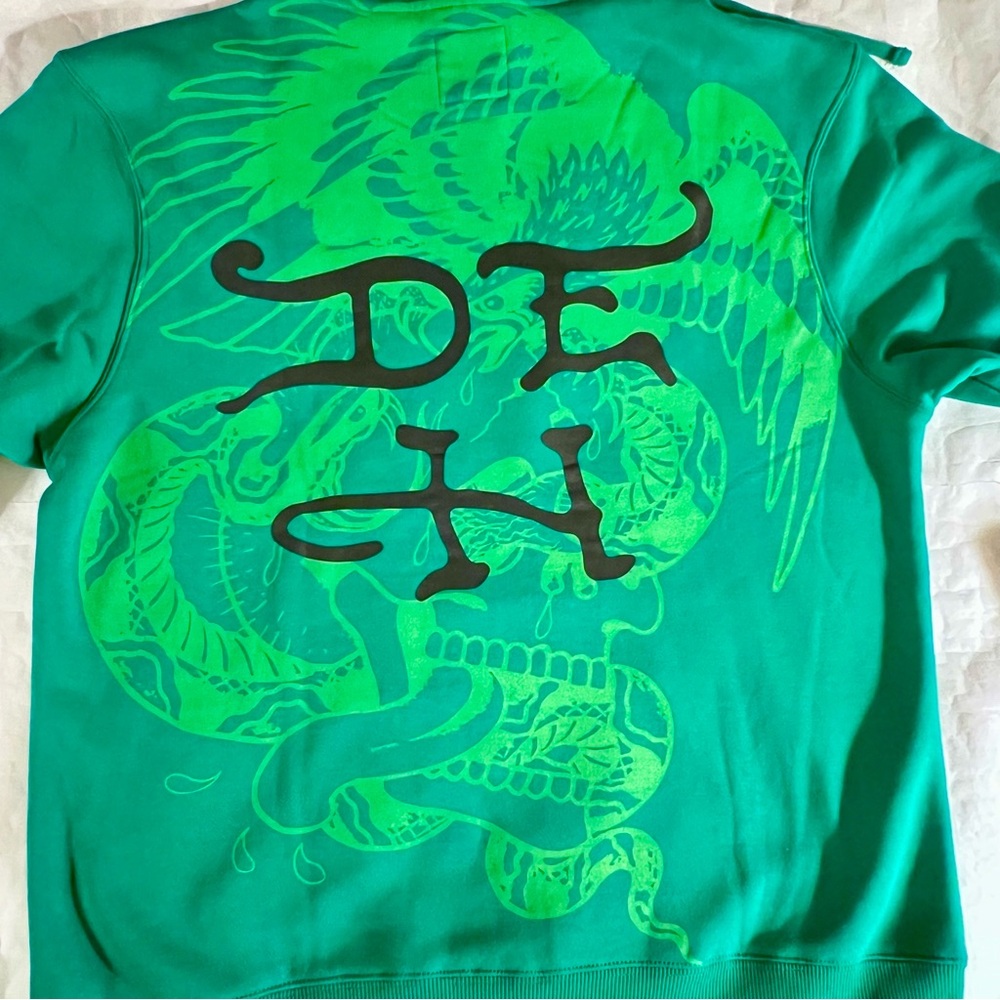Ed Hardy Cobra Ace Hoodie Sweatshirt Size Large Green - Picture 5 of 14